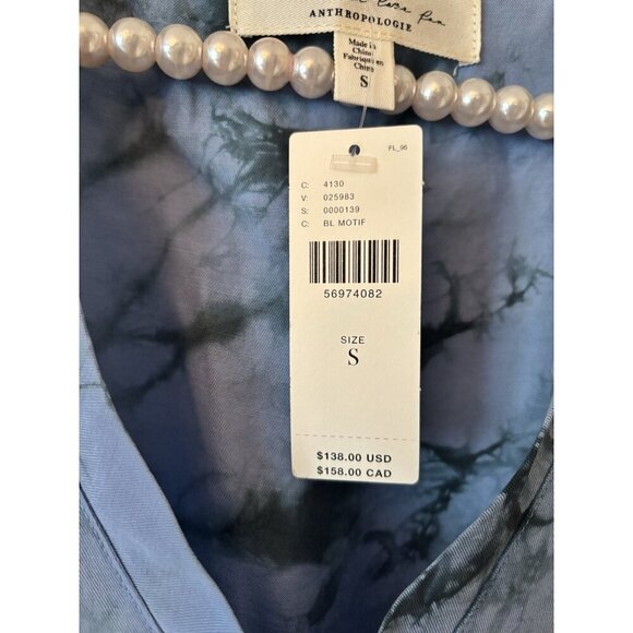 NWT Anthropologie Cloth & Stone Size Small Livi Blue Tie Dye V-Neck Mini Dress - Picture 6 of 6